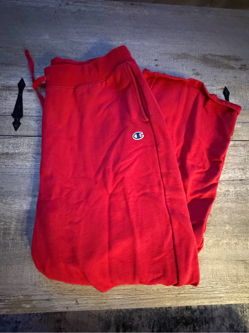 Champion Red Fleece Joggers with Embroidered Logo